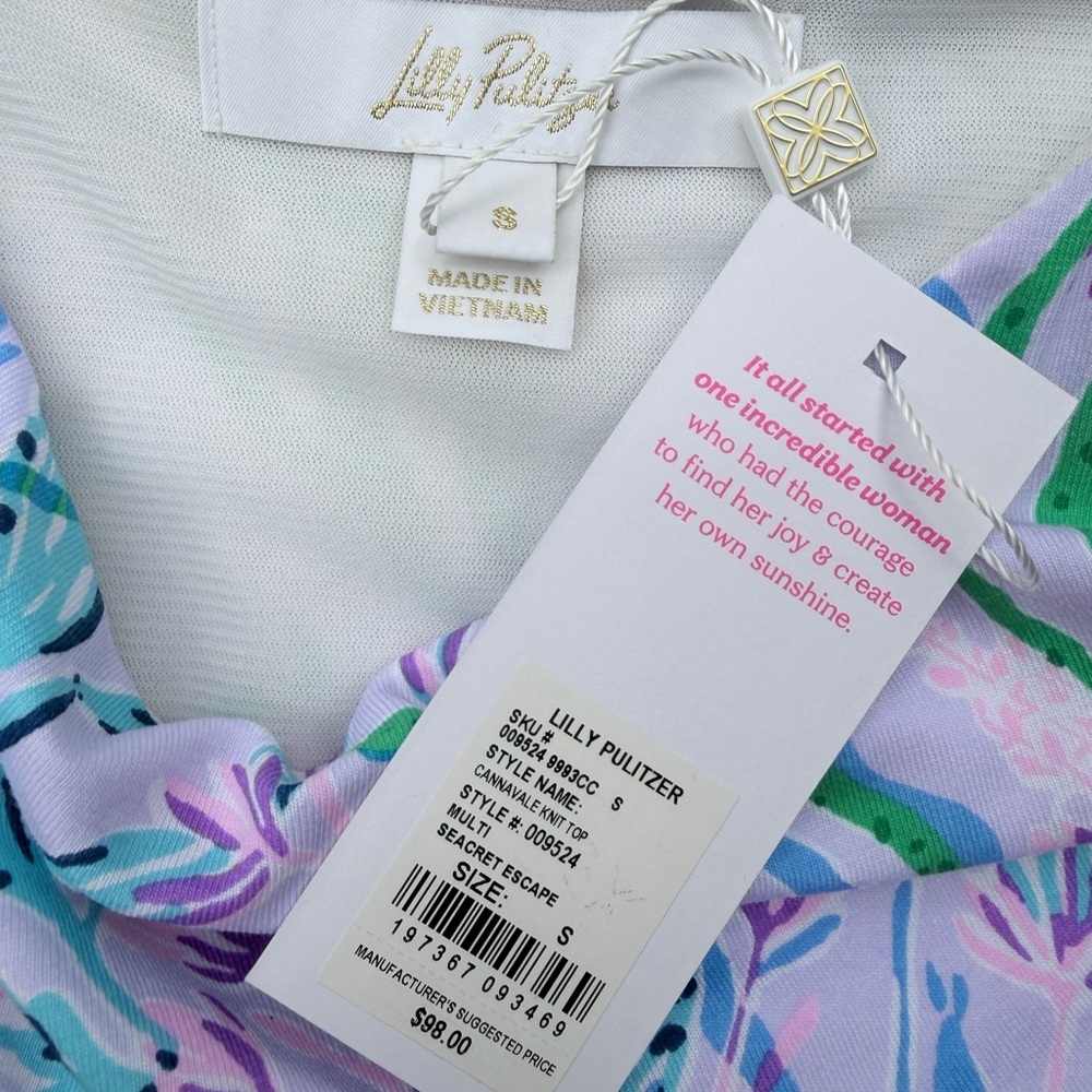 Lilly Pulitzer Cannavale Knit Top with Gold Chain details on adjustable straps - Picture 3 of 9